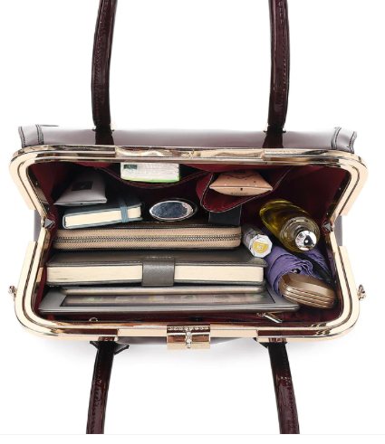 AS402 Patent Leather "Brook" Frame Satchel