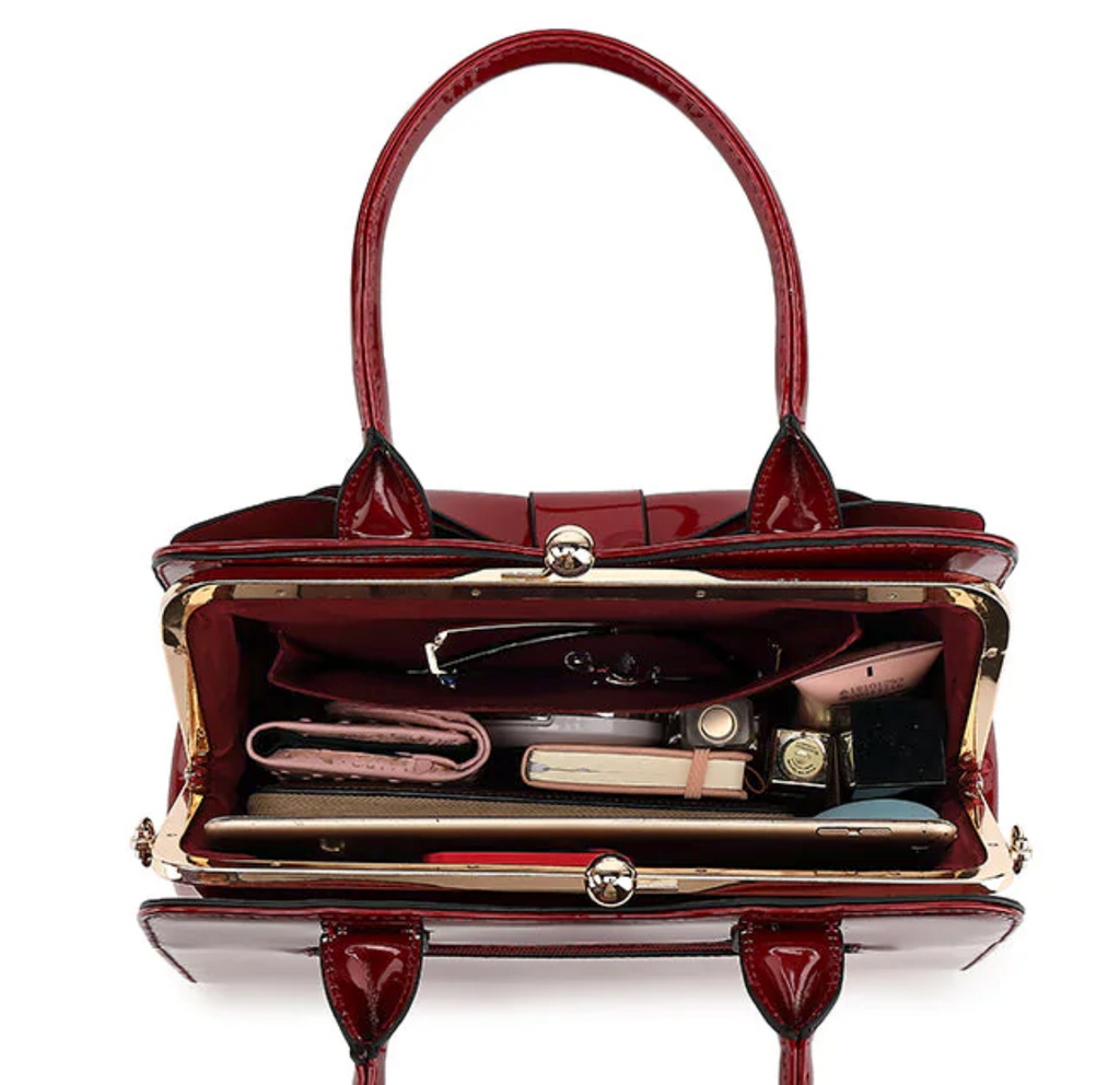 AS404 patent leather bow satchel