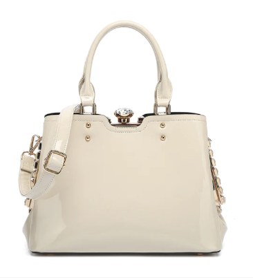 AS408.Patent Leather Crystal Rim Satchel