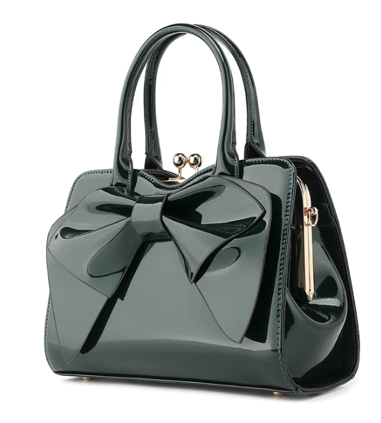 AS404 patent leather bow satchel