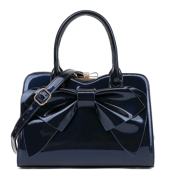 AS404 patent leather bow satchel