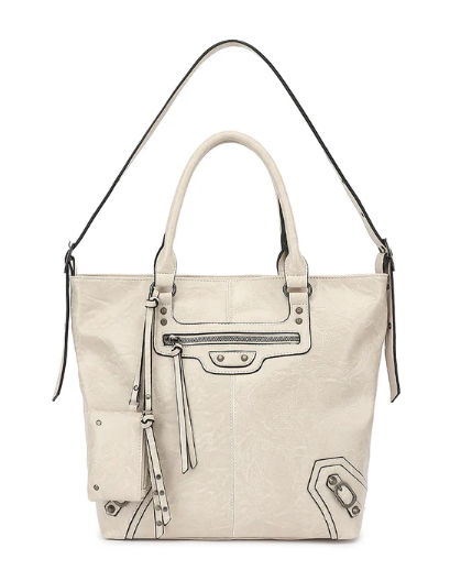 AS302   Distressed washed Hobo with front pocket details