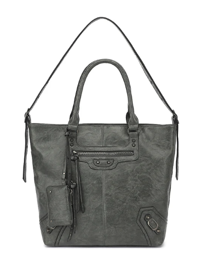 AS302   Distressed washed Hobo with front pocket details