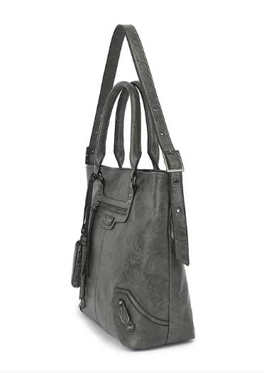 AS302   Distressed washed Hobo with front pocket details