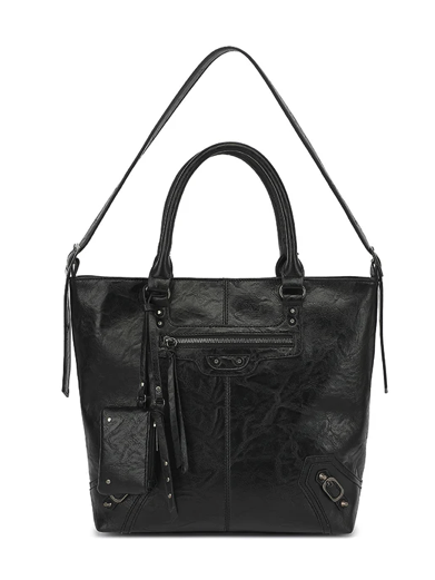 AS302   Distressed washed Hobo with front pocket details