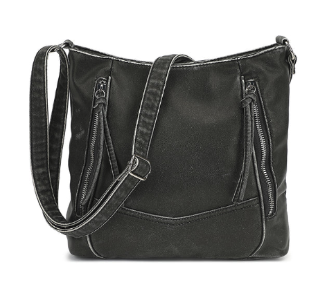 AS303 Distressed Washed Crossbody with Front Pocket Details