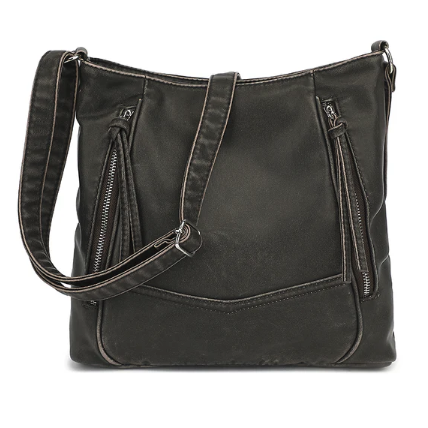 AS303 Distressed Washed Crossbody with Front Pocket Details