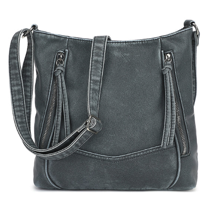 AS303 Distressed Washed Crossbody with Front Pocket Details