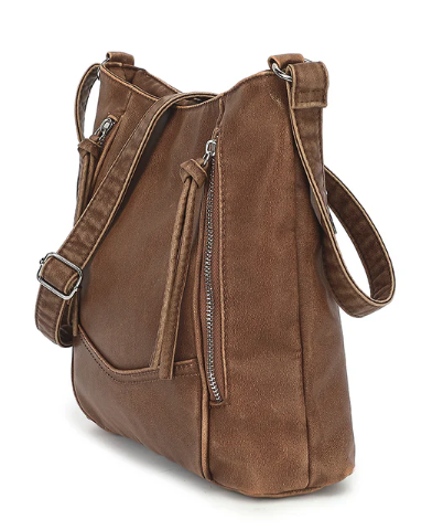 AS303 Distressed Washed Crossbody with Front Pocket Details