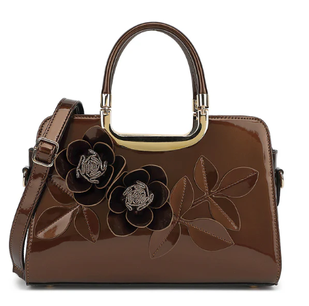 AS400 Patent Leather Roses Satchel