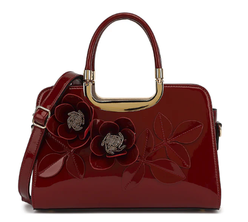 AS400 Patent Leather Roses Satchel