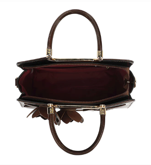AS400 Patent Leather Roses Satchel
