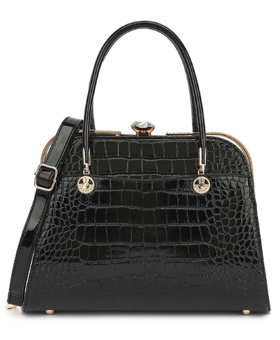 AS403 Patent Leather Crocodile and Diamonds Satchel