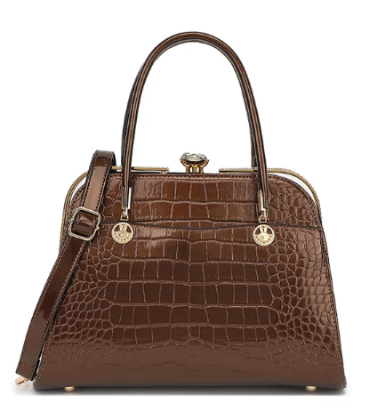AS403 Patent Leather Crocodile and Diamonds Satchel