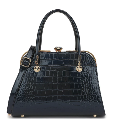 AS403 Patent Leather Crocodile and Diamonds Satchel