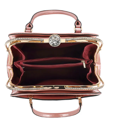 AS403 Patent Leather Crocodile and Diamonds Satchel