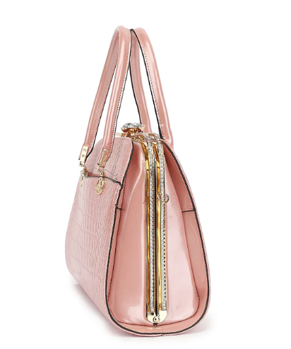 AS403 Patent Leather Crocodile and Diamonds Satchel