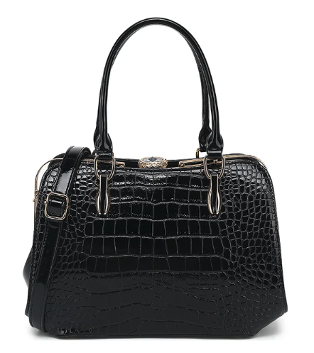 AS406 Patent Leather Crocodile Embossed Satchel
