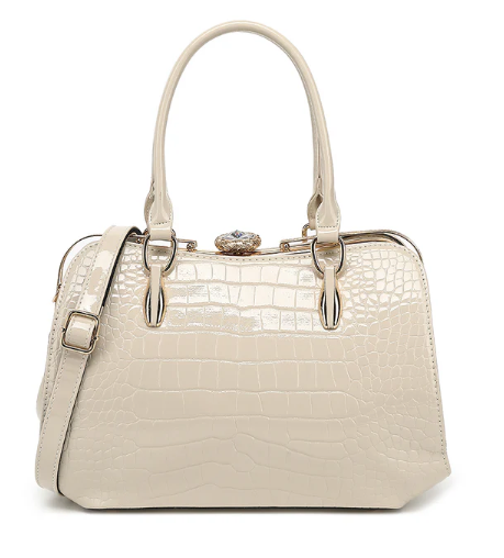 AS406 Patent Leather Crocodile Embossed Satchel