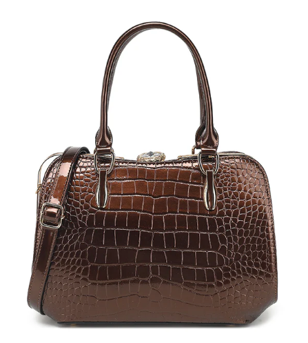 AS406 Patent Leather Crocodile Embossed Satchel