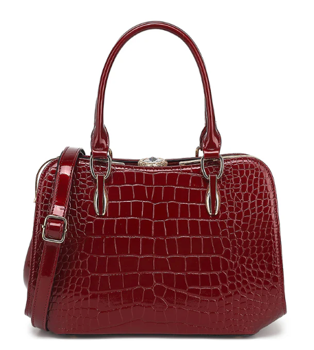 AS406 Patent Leather Crocodile Embossed Satchel