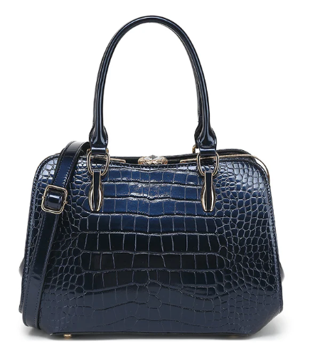 AS406 Patent Leather Crocodile Embossed Satchel