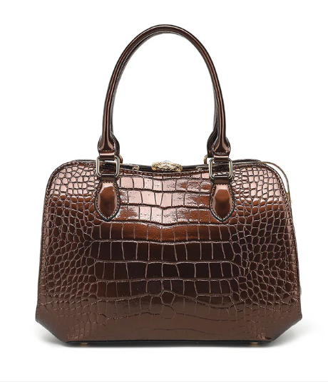 AS406 Patent Leather Crocodile Embossed Satchel