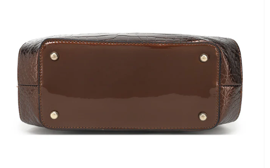 AS406 Patent Leather Crocodile Embossed Satchel