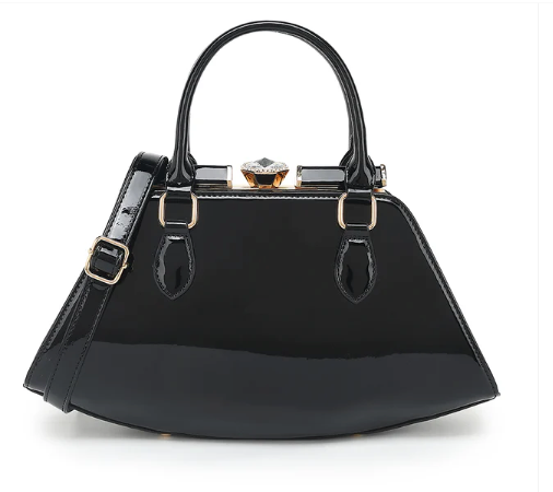 AS415 Patent Leather Jewel Top Satchel