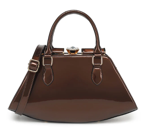 AS415 Patent Leather Jewel Top Satchel