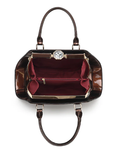 AS415 Patent Leather Jewel Top Satchel