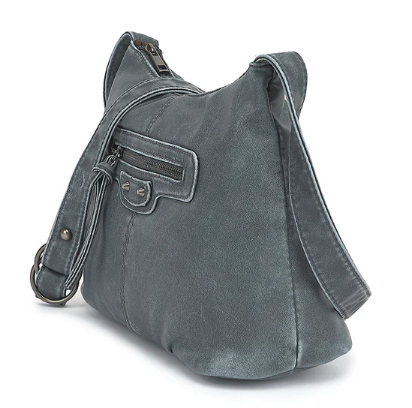 AS9546Q  Washed Crossbody with Front zip pocket