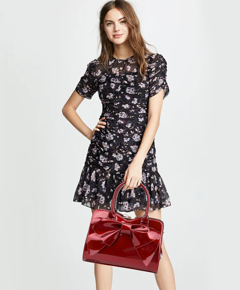 AS404 patent leather bow satchel