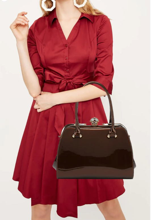 AS409 Frame Satchel Patent Leather